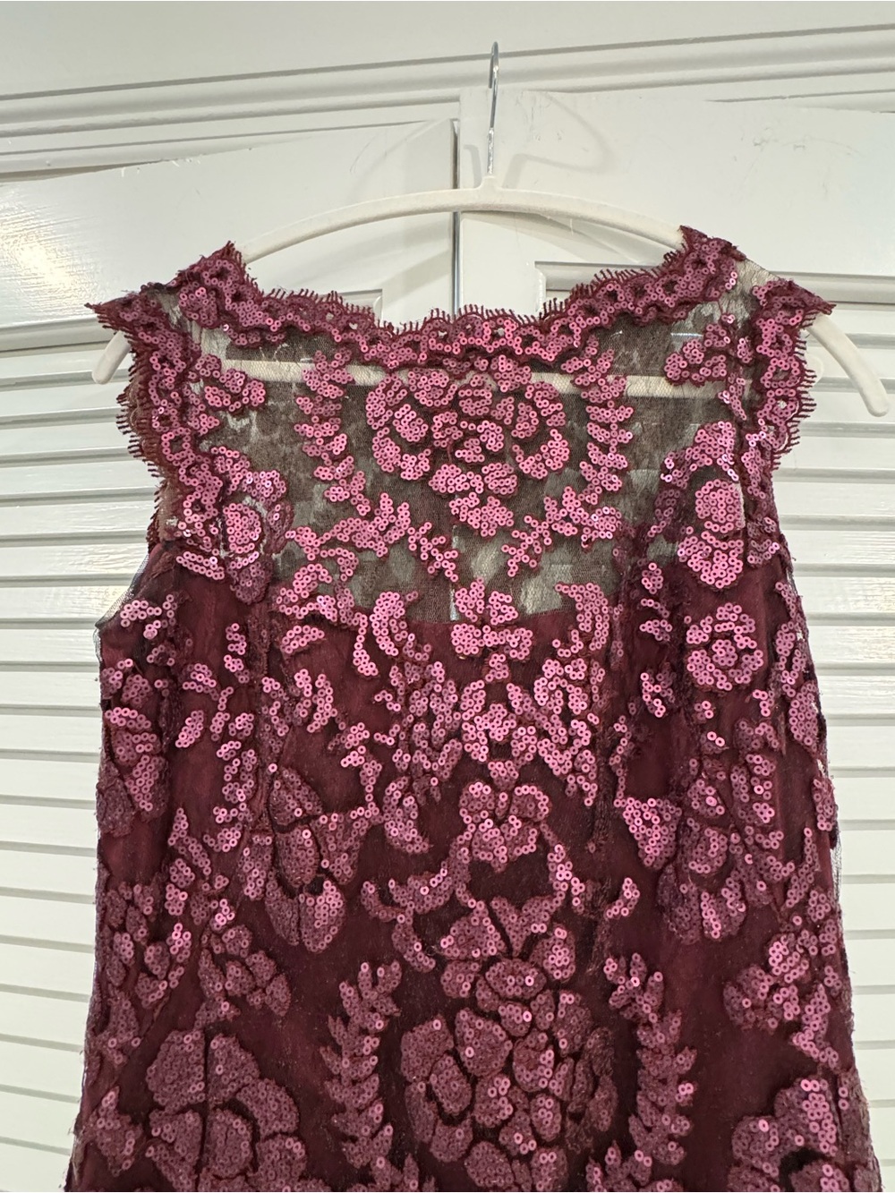 Tadashi Shoji Burgundy Floral Lace Midi Dress - Picture 3 of 10